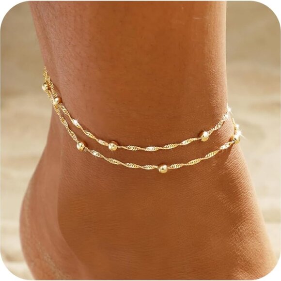 Jewelry - Ankle Bracelet Gold Plated Dainty Waterproof Adjustable Trendy Hypoallergenic Je